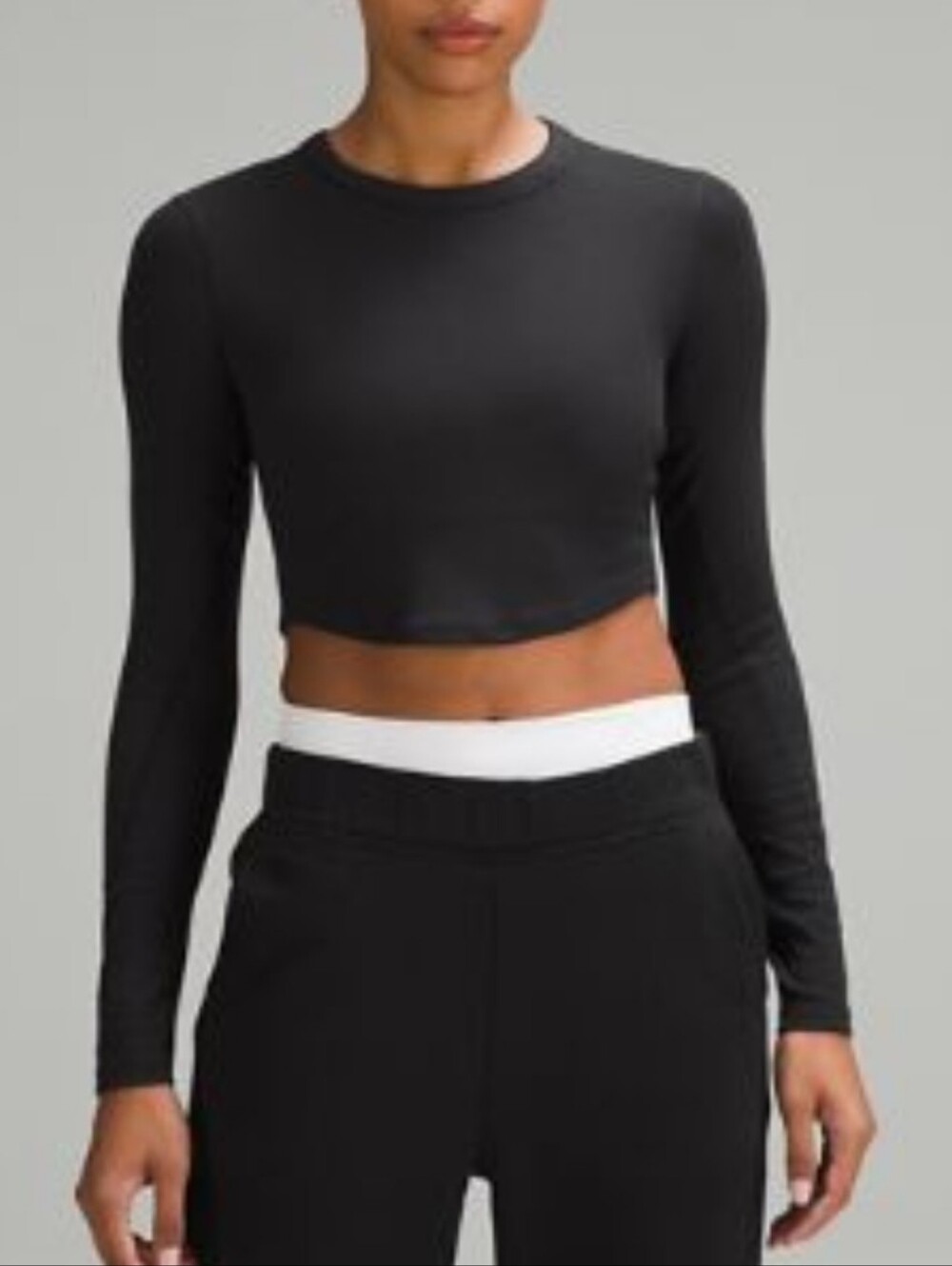 Lululemon Hold Tight Cropped Long Sleeve Tee Black Rounded Hems Size M